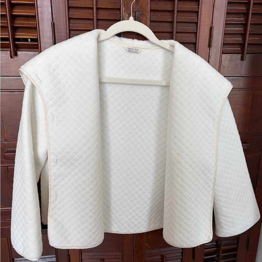 Karen Luu Quilted White Open Front Jacket